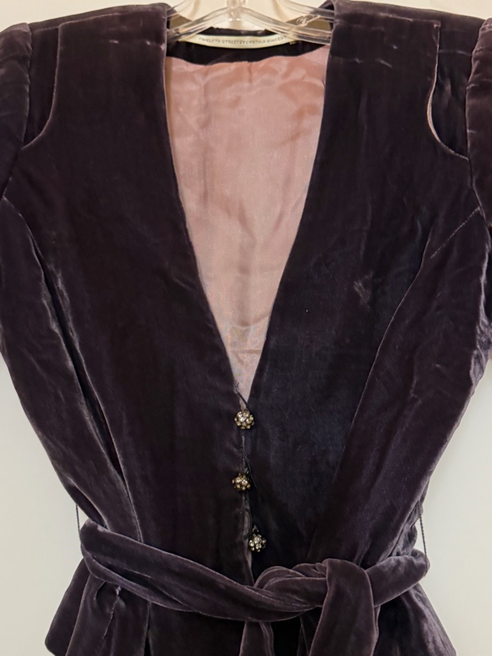 Twelfth Street by Cynthia Vincent Plum Velvet with Pink Satin Trim